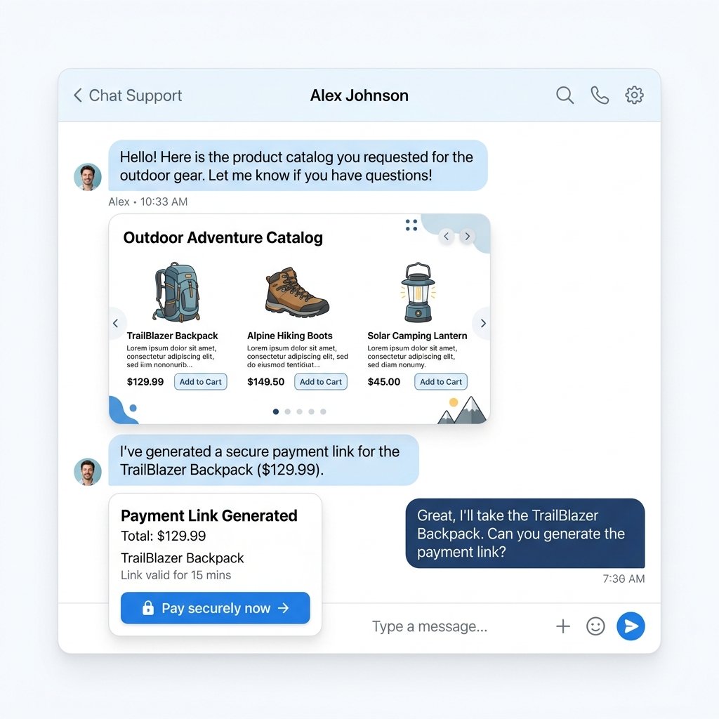 Product catalog and in-chat payment
